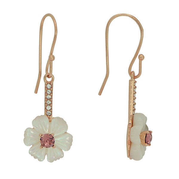 Candela Rose Gold Mother of Pearl Flower Drop Earrings - image 