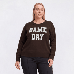 Plus Size Rio & Rian Long Sleeve Game Day Sweater
