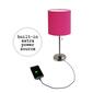 LimeLights Brush Steel Lamp w/Charging Outlet/Pink Shade-Set of 2 - image 6
