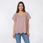 Petite Architect(R) Square Neck Embroidery Scallop Hem Blouse - image 1
