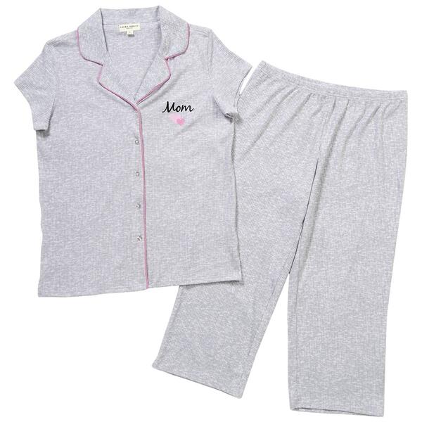 Womens Laura Ashley&#40;R&#41; Poly Rib Mom Embroidered Pajamas Set - image 