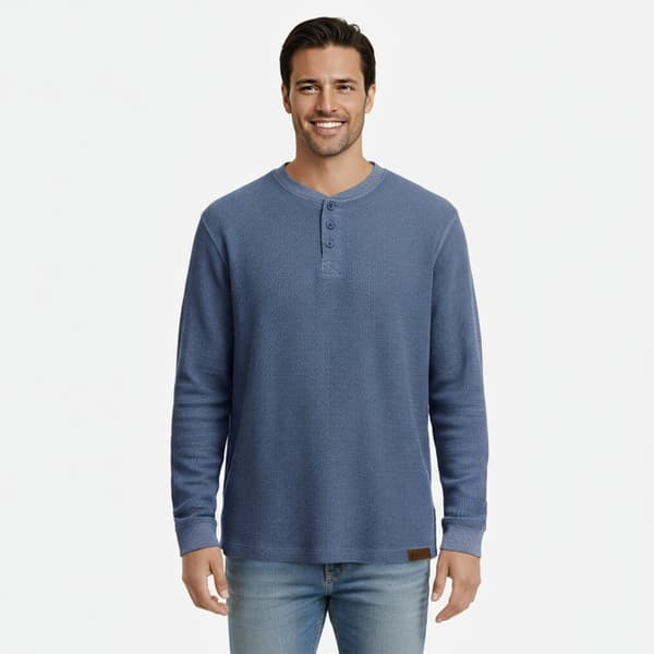 Mens Mountain Ridge Solid Heavyweight Thermal Henley