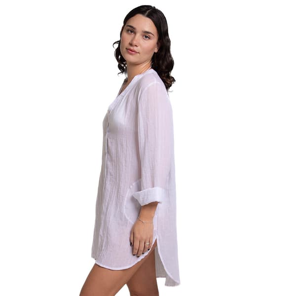 Womens J Valdi Breeze Solid Big Button Front Cover-Up