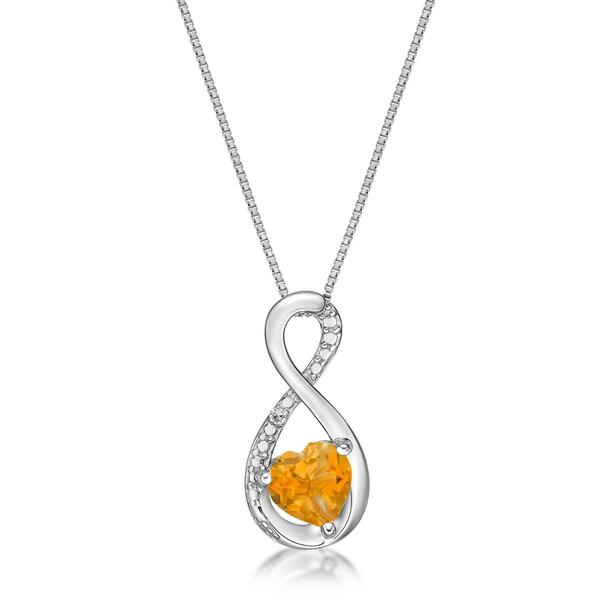 Gemminded Sterling Silver 6mm Heart Citrine Infinity Pendant - image 