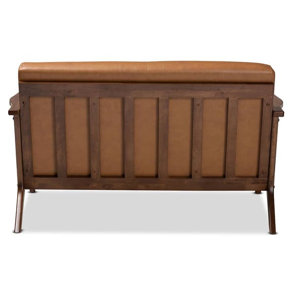 Baxton Studio Bianca Modern Wood & Faux Leather Effect Loveseat