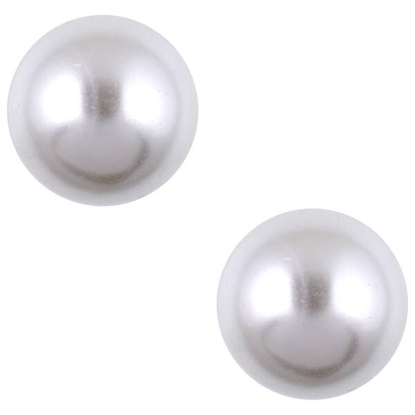 Anne Klein Gold-Tone White Pearl 12mm Stud Earrings - image 