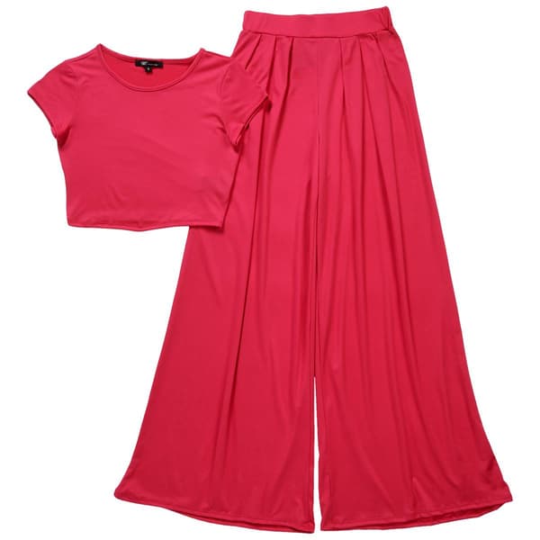 Juniors YMI&#40;R&#41; Velocity 2pc. Classic Tee & Wide Leg Pants Set - image 