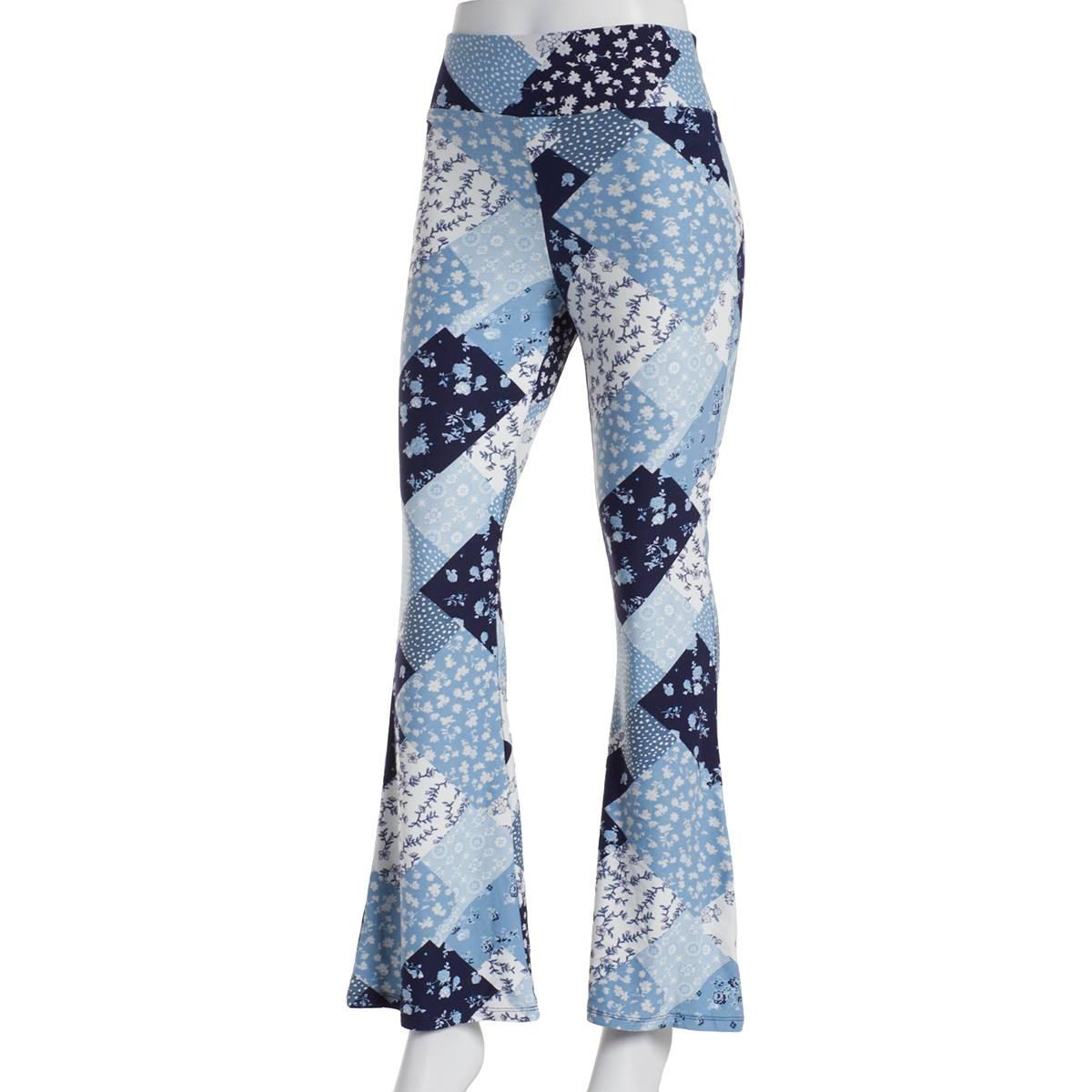 Juniors Derek Heart Patchwork Yum High Rise Flare Leg Pants