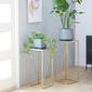 9th & Pike® Gold Marble Contemporary Pedestal Table - Set of 2 - image 6