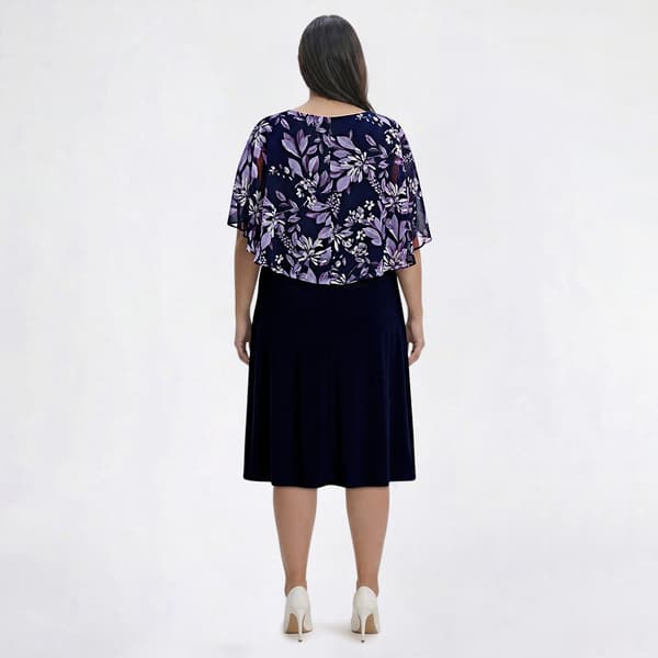 Plus Size Connected Apparel Floral Capelet Shift Dress