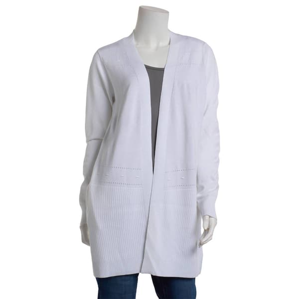 Womens 89th & Madison Solid Long Sleeve Directional Duster - image 