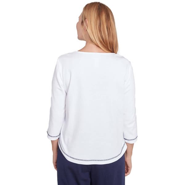 Petite Alfred Dunner Block Island Floral Embroidered Top