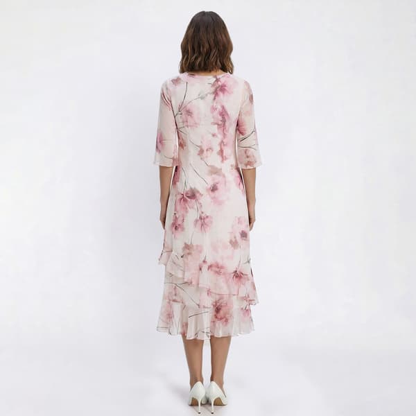 Womens Rabbit Rabbit Rabbit Elbow Sleeve Chiffon Midi Dress