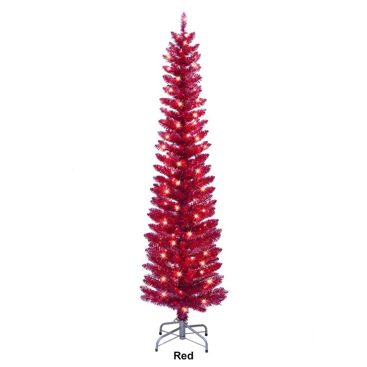 Puleo International 6ft. Pre-Lit Tinsel Artificial Christmas Tree