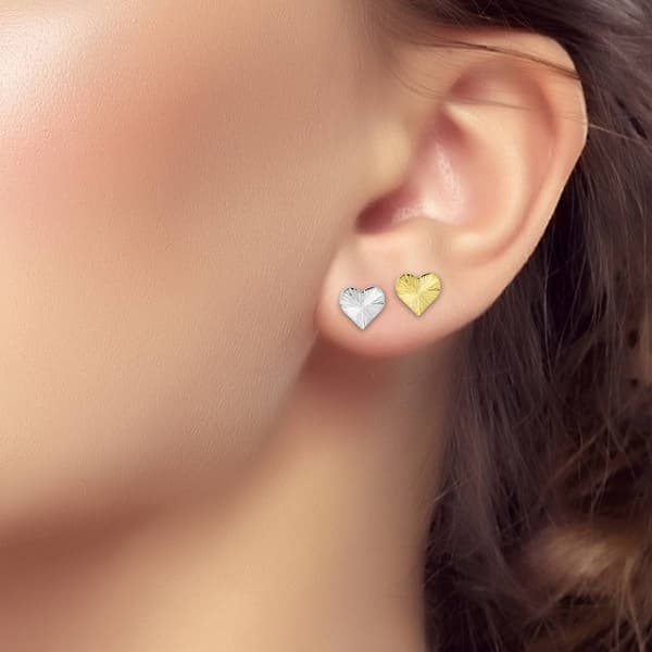 Designs by FMC Two-Tone  2pr. Etched Heart Stud Earrings