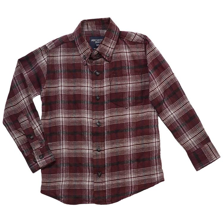 Boys (4-7) Architect(R) Flannel Shirt - Burgundy/White