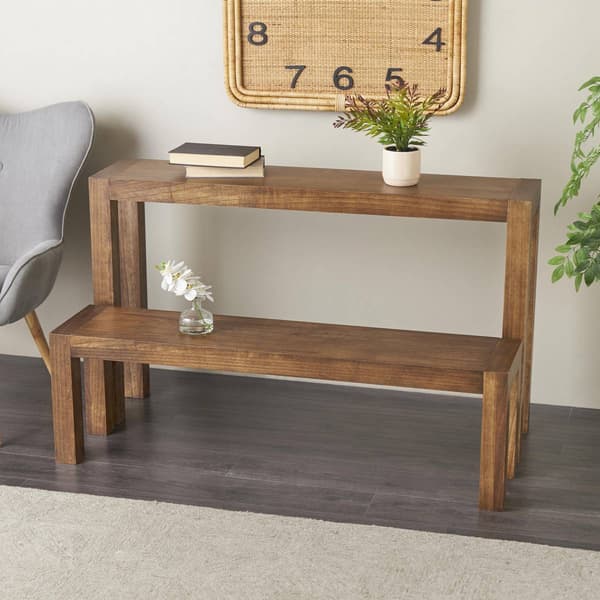 9th & Pike® 2pc. Rustic Brown Wood Console Table Set