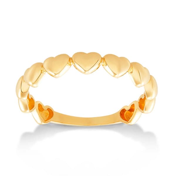 Gold Classics(tm) 14kt. Polished Yellow Gold Hearts Band Ring