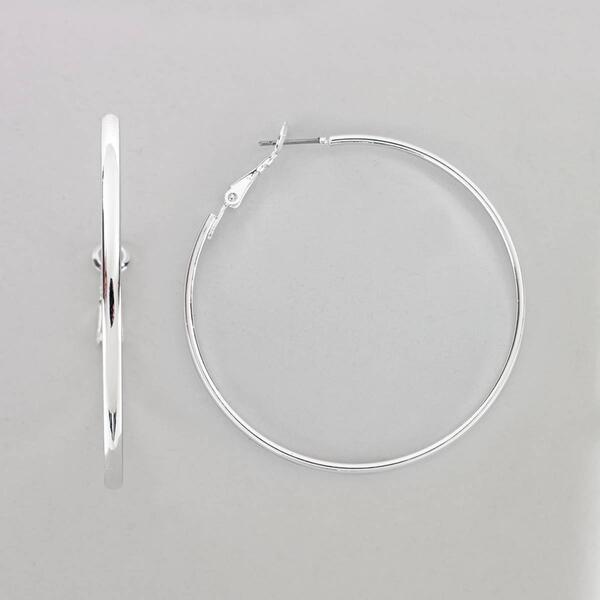 Design Collection Silver Medium Hoop Earrings - image 