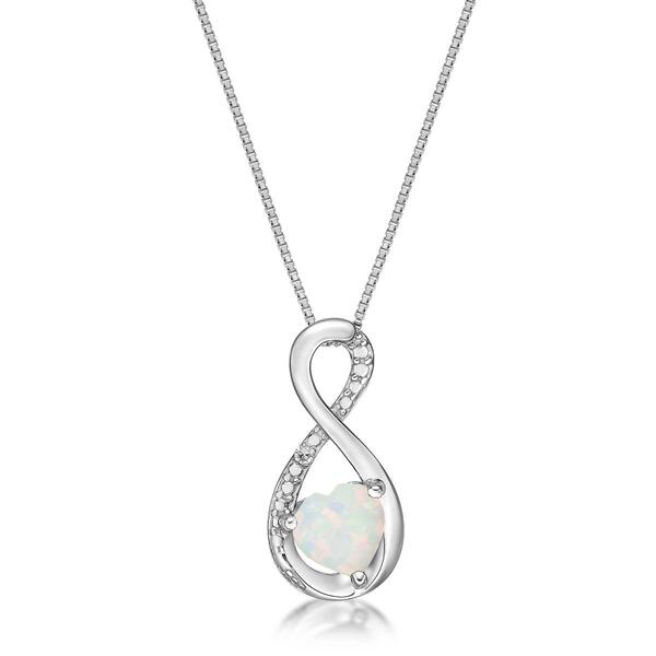 Gemminded Sterling Silver 6mm Heart Created Opal Pendant - image 