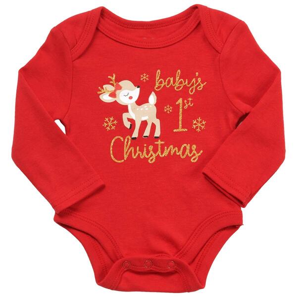 Baby Unisex &#40;3-9M&#41; Baby Essentials Baby's 1st Christmas Bodysuit - image 
