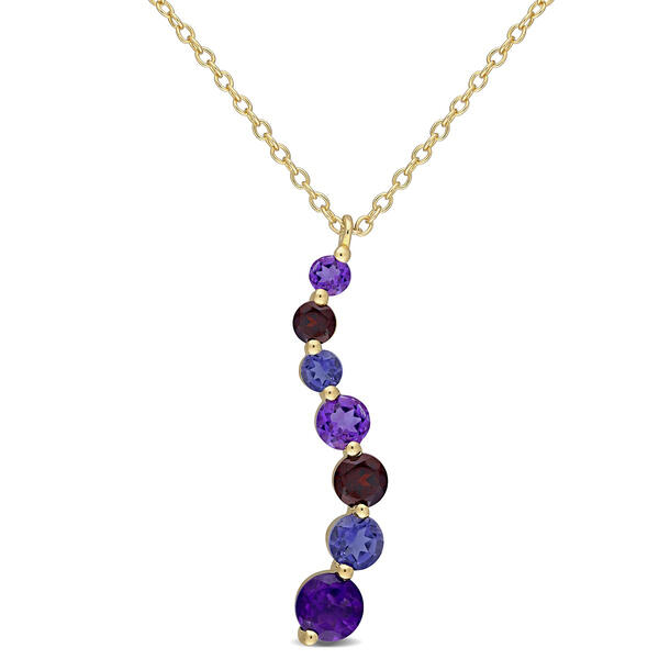 Gemstone Classics&#40;tm&#41; Amethyst Garnet Africa Pendant Necklace - image 