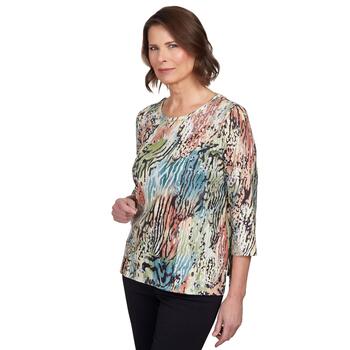 Womens Alfred Dunner Classics Animal Blouse - Boscov's
