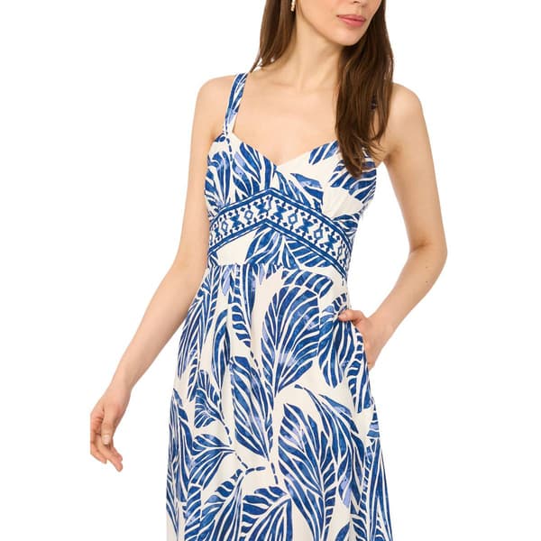 Womens Cece Sleeveless Tropical Leaf Challis Maxi Dress