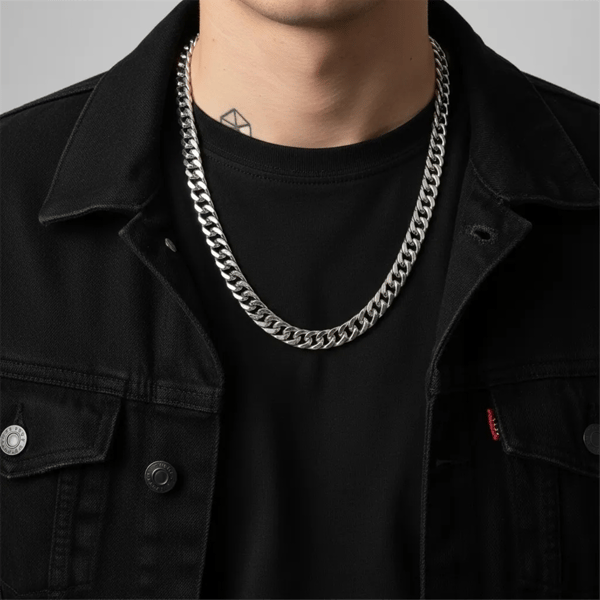 Mens Iron Saints 8mm Cuban Link Silver-Tone Necklace