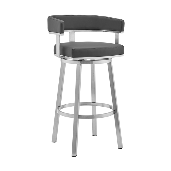 Armen Living Lorin 26in. Faux Leather Swivel Counter Barstool - image 