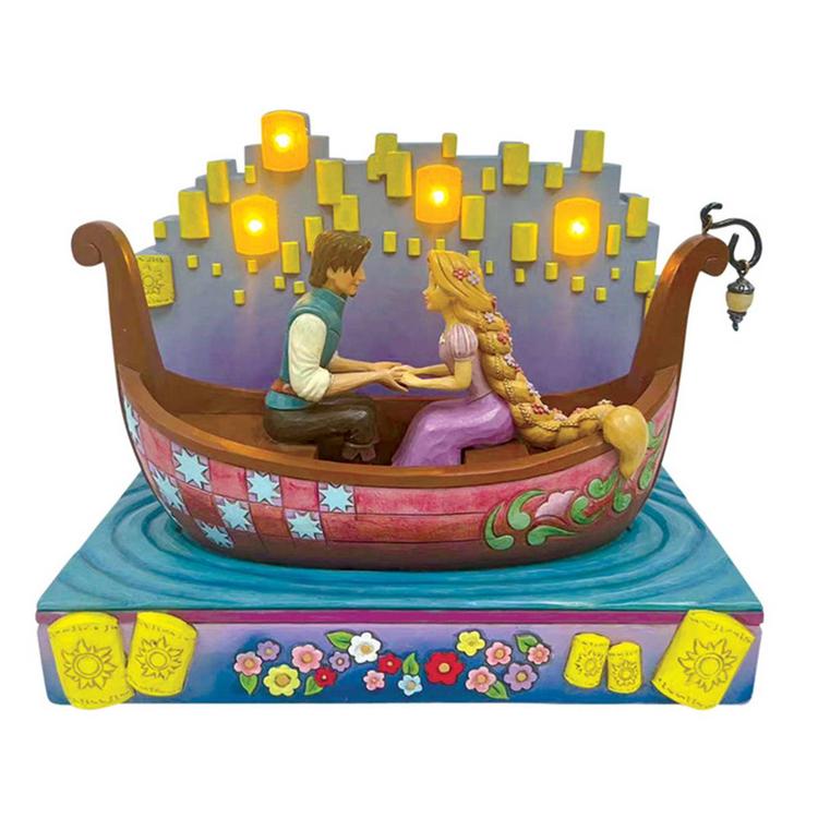 Jim Shore Disney Traditions Tangled Boat w/ LED Lanterns Figurine