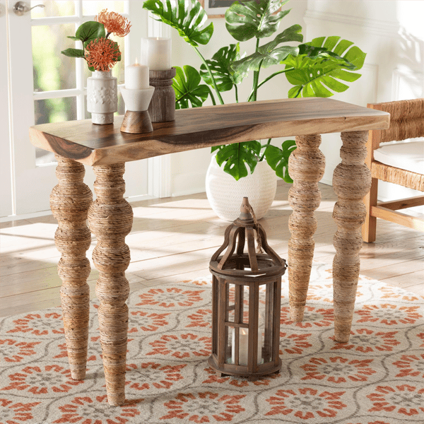bali & pari Nasnan Teak Wood Console Table