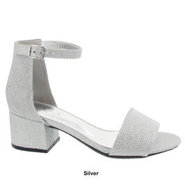 Womens Sugar Noelle Low Block Heel Slingback Sandals - Silver