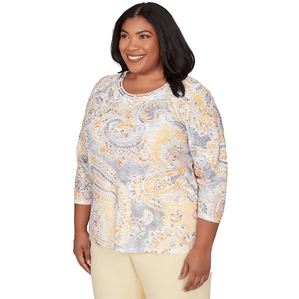 Plus Size Alfred Dunner Al Fresco Paisley Embellished Blouse