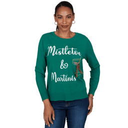 Petite Ruby Rd. Happy Holidays Mistletoe & Martinis Sweater