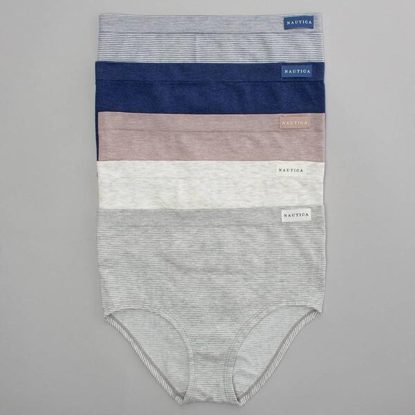 Womens Nautica 5pk. Striped Seamless Brief Panties NT7462-5PKN - image 