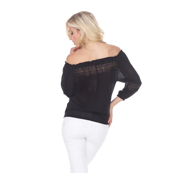 Womens White Mark Smocked Neckline Peasant Top