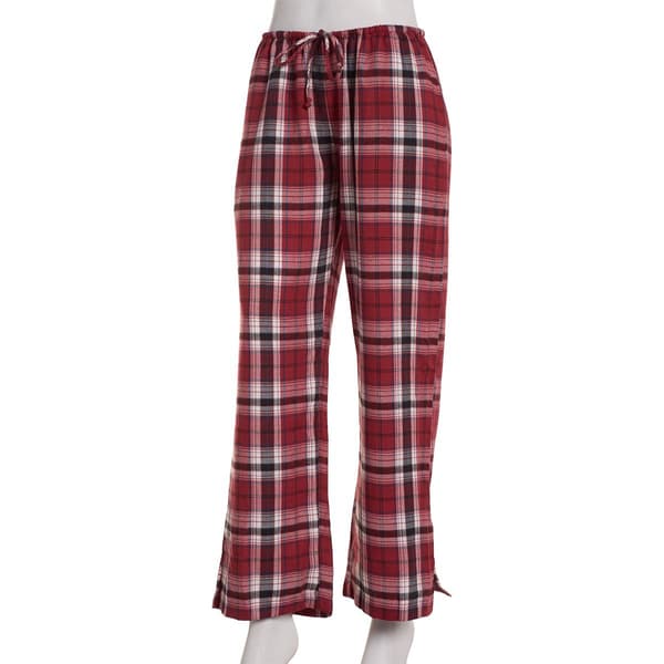 Juniors Self Esteem Red Twill Plaid Wide Leg Lounge Pants