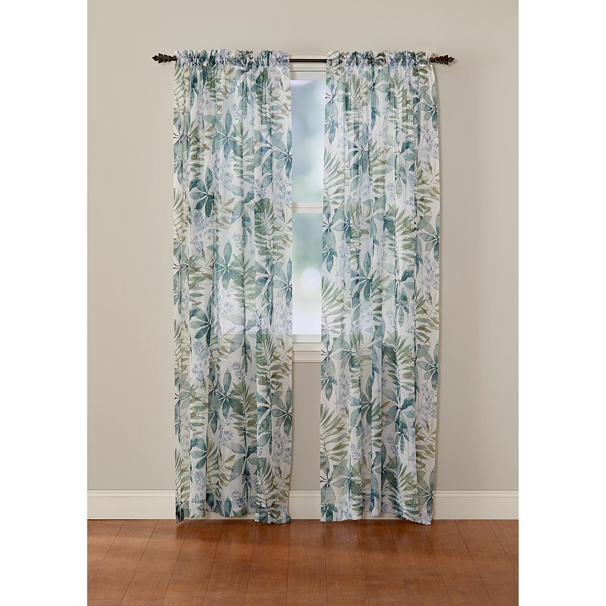 Fauna Botanical Print Crushed Voile Rod Pocket Panel