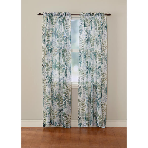 Fauna Botanical Print Crushed Voile Rod Pocket Panel - image 