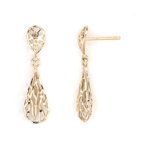 Candela 14kt. Gold Filigree Teardrop Dangle Earrings - image 