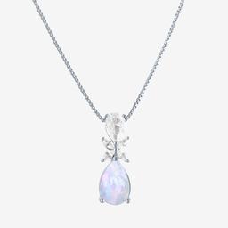 Gemstone Classics(tm) Silver Lab Grown Opal & Sapphire Pendant