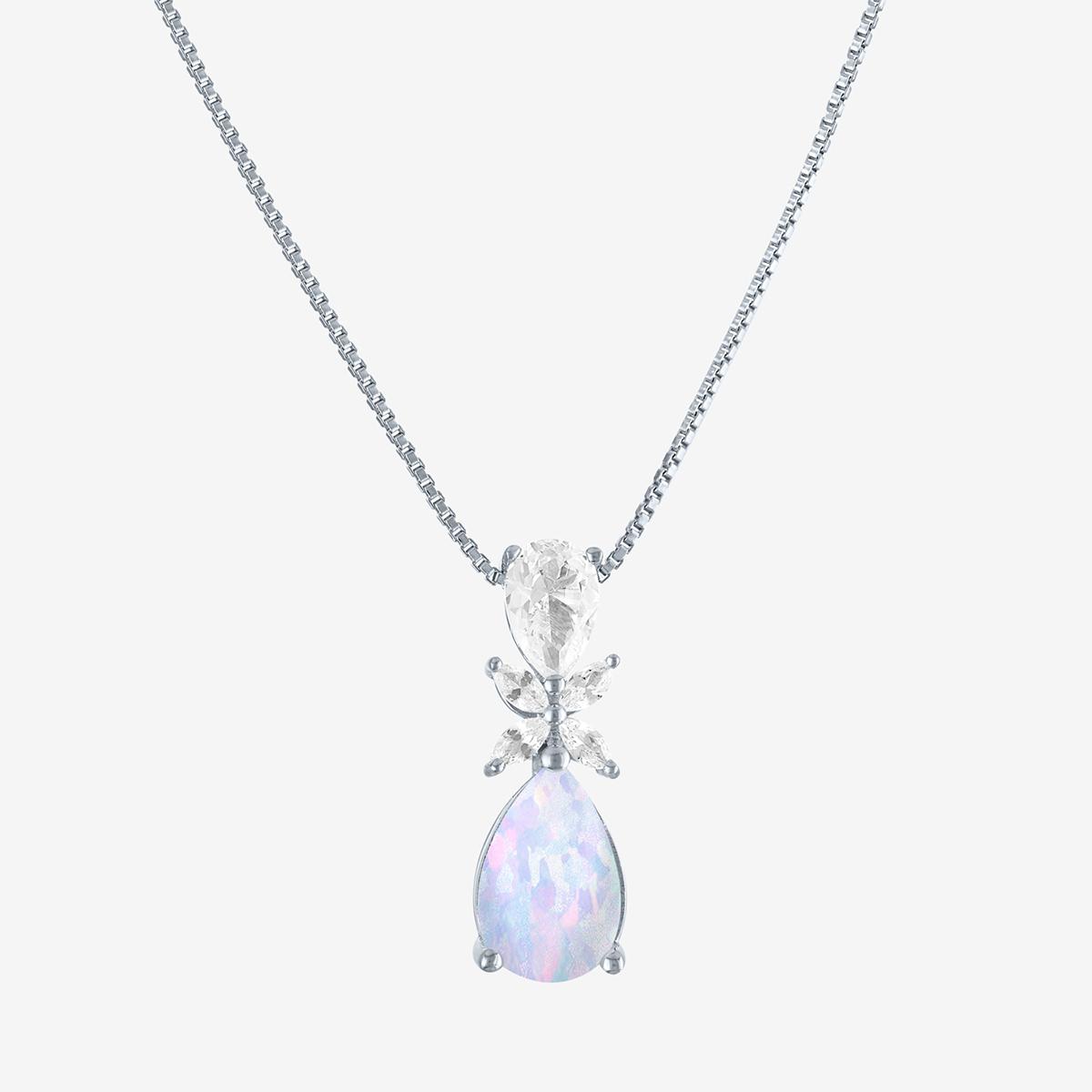 Gemstone Classics(tm) Silver Lab Grown Opal & Sapphire Pendant