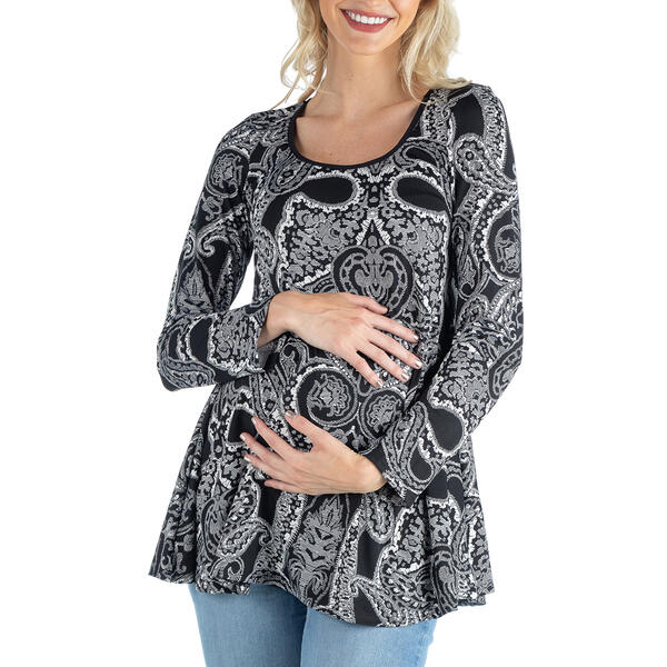 Plus Size 24/7 Comfort Apparel Long Sleeve Paisley Tunic Top - image 