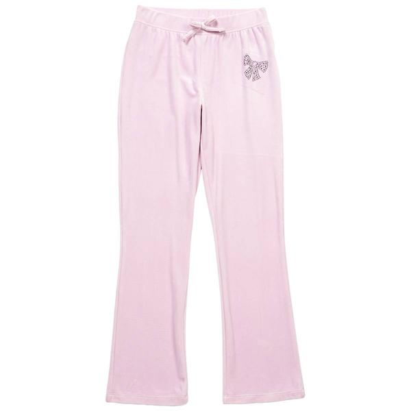 Girls (7-16) Star Ride(R) Rhinestone Bow Velour Flared Pants - image 