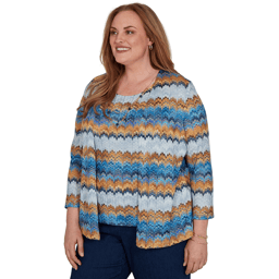 Plus Size Alfred Dunner Tuscany Two In One Abstract Stripe Blouse