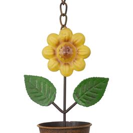 Alpine Metal Hanging Sunflower Pot Chain Rain Catcher