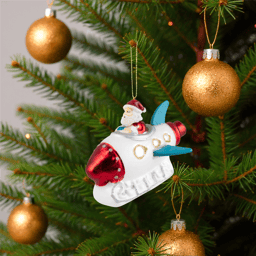 Northlight Santa in a Rocket Ship Glass Christmas Ornament