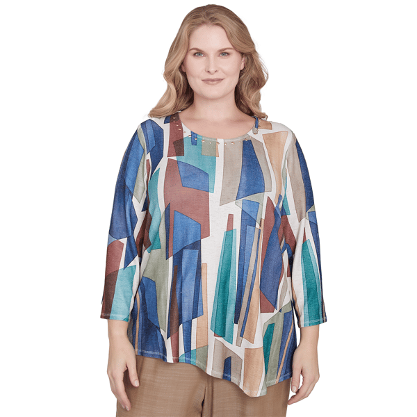 Plus Size Alfred Dunner Summer Solstice Stained Glass Blouse - image 
