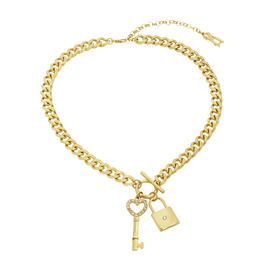 Steve Madden Heart Key & Lock Charms Chain Necklace
